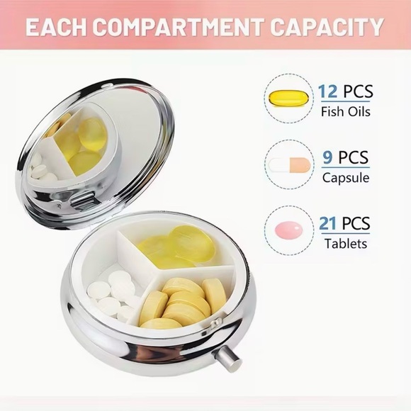 Japanese Geisha Round Pill Organizer 3-Compartment Compact Pill Case New - Picture 3 of 7